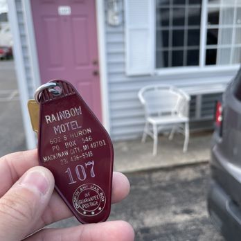 Rainbow Motel - Amazingly retro door key - Hotels Near Me - Mackinaw City, Michigan Rainbow Motel - Amazingly retro door key - Hotels Near Me - Mackinaw City, Michigan