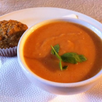 E L Ruddy Co Cafe - Tomato cashew soup and yummy corn muffin for Veggielicious - Vegetarian Near Me - Toronto, Ontario E L Ruddy Co Cafe - Tomato cashew soup and yummy corn muffin for Veggielicious - Vegetarian Near Me - Toronto, Ontario