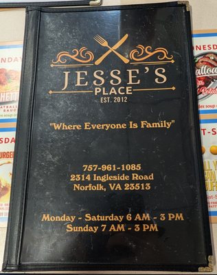 Menu photo 3 Jesse's Place Norfolk, VA