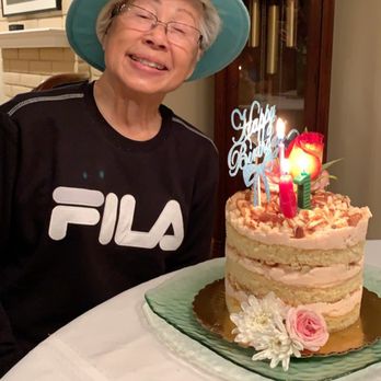 Sugar Dot Bake Shop - Grandma with her beautiful cake - Desserts Near Me Sugar Dot Bake Shop - Grandma with her beautiful cake - Desserts Near Me