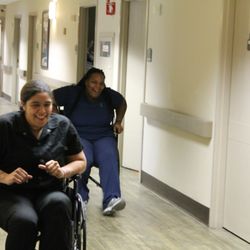 Respiratory and Nursing Center of Dayton - Respiratory and Nursing Center residents love to see staff compete! Here's our annual wheelchair race; the winner takes home a turkey!