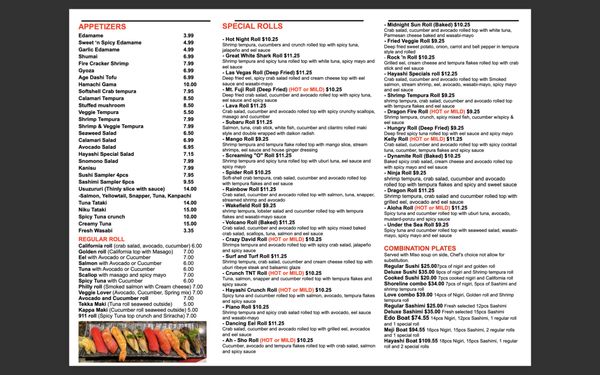 Menu photo 1 Hayashi Japanese Restaurant Raleigh, NC