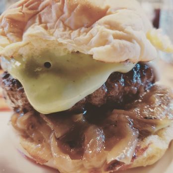 Engine Room - French onion burger! - Southern Near Me - Mystic, Connecticut
