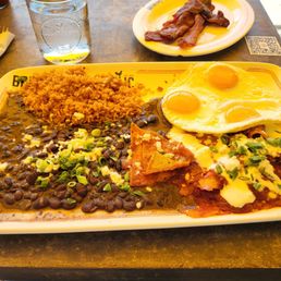 Chilaquiles and side of Jurassic bacon