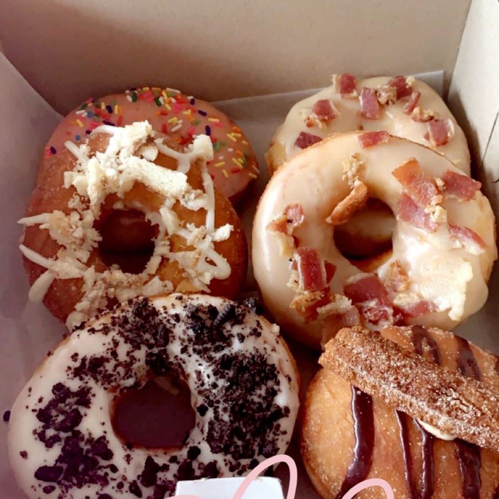Sugar Donuts - Maple bacon, Oreo, cinnamon churros, strawberry sprinkle, and I forgot the other one. - Donuts Near Me - Charlotte, North Carolina Sugar Donuts - Maple bacon, Oreo, cinnamon churros, strawberry sprinkle, and I forgot the other one. - Donuts Near Me - Charlotte, North Carolina