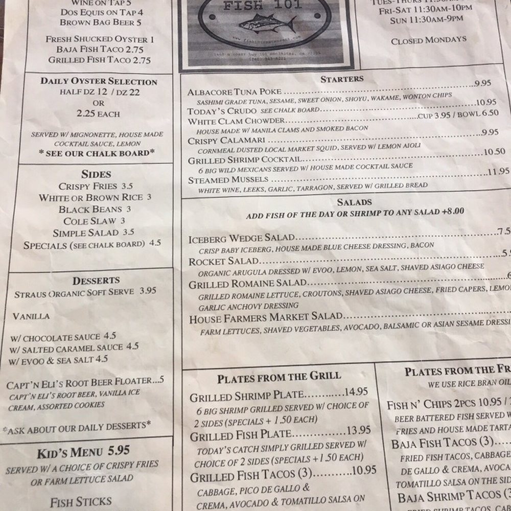 Fish 101 - Menu - Seafood Near Me - Encinitas, California Fish 101 - Menu - Seafood Near Me - Encinitas, California