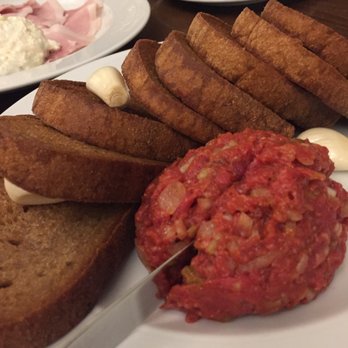 Prague Food Tour - Steak tartare and lard bread at a local pub named, well, Lokal. That lard bread was LEGIT! - Food Tours Near Me - Prague, Puerto Rico Prague Food Tour - Steak tartare and lard bread at a local pub named, well, Lokal. That lard bread was LEGIT! - Food Tours Near Me - Prague, Puerto Rico