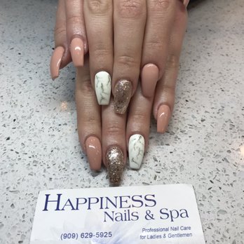 Happiness Nails - Glitter/marble gel fill - Nail Salons Near Me - Pomona, California