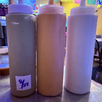 Bajas Catch Fresh Grill - House sauces for us to try. - Mexican Near Me - Temecula, California Bajas Catch Fresh Grill - House sauces for us to try. - Mexican Near Me - Temecula, California