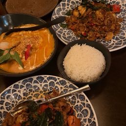 Panang Curry**, veggie basil fried rice, Beef Basil Meat**, coconut rice!