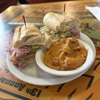 Flight Deck Restaurant - Warhawk hot Italian hoagie with Sweet Potato Soufflé - American Near Me - Lexington, South Carolina