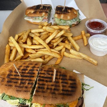 Uncle Af's - Club sandwich at top and egg ham panini at bottom - Sandwiches Near Me - Agoura Hills, California Uncle Af's - Club sandwich at top and egg ham panini at bottom - Sandwiches Near Me - Agoura Hills, California