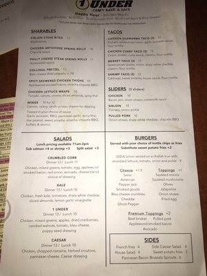Menu photo 6 1 Under Craft Beer & Eats Livonia, MI