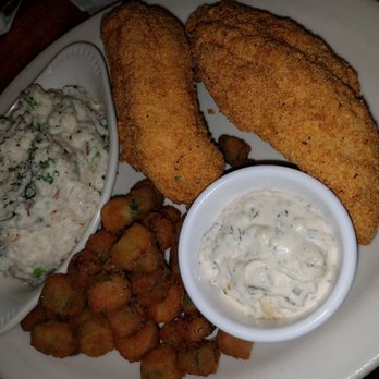 Charleston's - the catfish with 2 sides (mashed potatoes and dries okra). The catfish was delicious and the mashed potatoes were so unique. A must-try. - American Near Me - Mesa, Arizona Charleston's - the catfish with 2 sides (mashed potatoes and dries okra). The catfish was delicious and the mashed potatoes were so unique. A must-try. - American Near Me - Mesa, Arizona