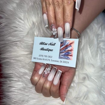 Bliss Nail Boutique - "Real" flowers for her nails - Nail Salons Near Me - Suwanee, Georgia
