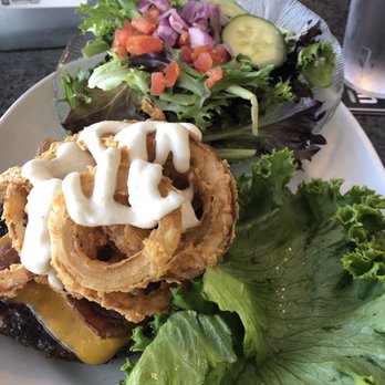 Santan Brewing - The Sacred Stave burger without the bun and a side salad - Brewpubs Near Me - Phoenix, Arizona Santan Brewing - The Sacred Stave burger without the bun and a side salad - Brewpubs Near Me - Phoenix, Arizona