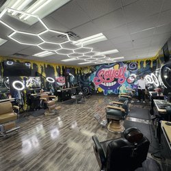 The very modern barbering area!