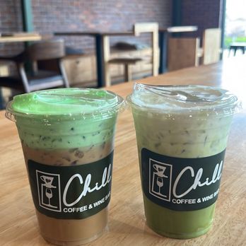 Chill Coffee and Wine Bar - Coco pandan latte, banatcha oat milk latte - Coffee & Tea Near Me - Arlington, Texas