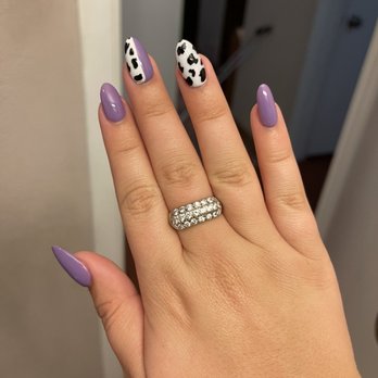 Enjoy Nails & Spa - Cow print and purple acrylic - Nail Salons Near Me - Austin, Texas Enjoy Nails & Spa - Cow print and purple acrylic - Nail Salons Near Me - Austin, Texas