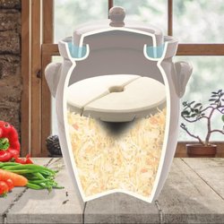 The K&K Keramik Gärtopf Kerazo is a premium, handcrafted German stoneware fermentation crock for making sauerkraut, kimchi, & pickles