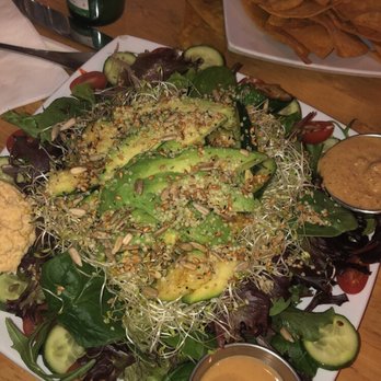 Higher Taste, Plant-Based - Rainbow salad with added zucchini extra bean sprouts hemp seeds..hummus,ginger tahini almond dressing...un-uckingbelievable! - Vegan Near Me - Long Beach, California Higher Taste, Plant-Based - Rainbow salad with added zucchini extra bean sprouts hemp seeds..hummus,ginger tahini almond dressing...un-uckingbelievable! - Vegan Near Me - Long Beach, California