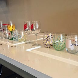 As part of my friend's bachelorette party, we painted wine glasses at Studio 614 which was a fun alternative to the normal canvas painting!