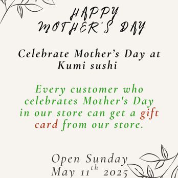 Kumi Sushi - we are accepting reservations for Mother's Day - Sushi Bars Near Me - Sacramento, California Kumi Sushi - we are accepting reservations for Mother's Day - Sushi Bars Near Me - Sacramento, California