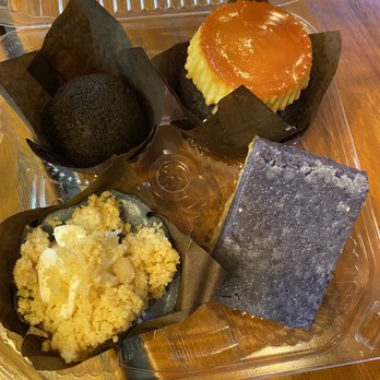 Cafe 86 - front top left: ube truffle, ube flan cupcake, ube crack cheesecake, ube butter bar - Desserts Near Me - Union City, California