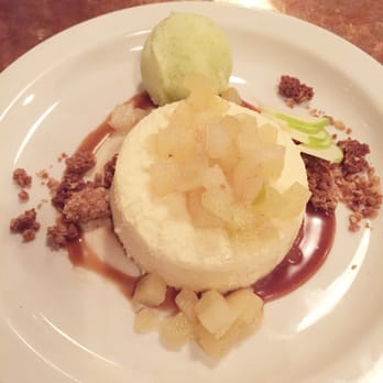 Ember - Marscapone Cheesecake with Apple Pear Compote - warm butterscotch, brown sugar oatmeal caramel crumble and green apple sorbet - New American Near Me - Arroyo Grande, California Ember - Marscapone Cheesecake with Apple Pear Compote - warm butterscotch, brown sugar oatmeal caramel crumble and green apple sorbet - New American Near Me - Arroyo Grande, California
