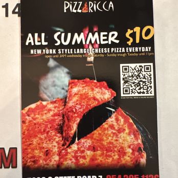 Pizza Ricca - All Summer $10 Large Cheese Pizza Flyer - Pizza Near Me - Hollywood, Florida