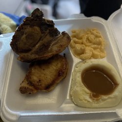 Petrol Gas & Stopping Center - Two Pork Chops, Mac N Cheese with Mashed Potatoes. Carbs on Carbs
