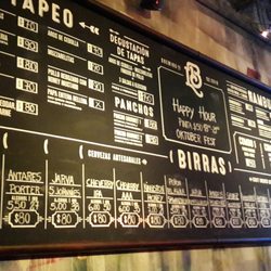 El pizarrón  de la Birreria en Palermo. Muy buena  variedad de cervezas!