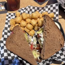 Chicken Salad Club Sandwich with Tator Tots Chicken Salad Club Sandwich with Tator Tots