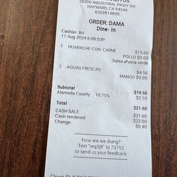 Los Carnalitos Restaurant - Receipt - Mexican Near Me - Hayward, California Los Carnalitos Restaurant - Receipt - Mexican Near Me - Hayward, California