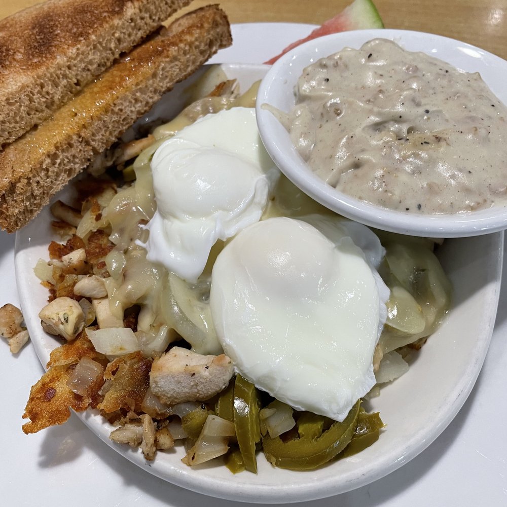 Eggcetera Breakfast & Lunch - The Santa Fe Skillet w Poached Eggs - Breakfast & Brunch Near Me - Fort Myers, Florida Eggcetera Breakfast & Lunch - The Santa Fe Skillet w Poached Eggs - Breakfast & Brunch Near Me - Fort Myers, Florida