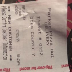 Pizza Hut - Receipt