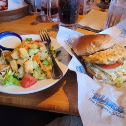 Veggie Longboarder burger with a garden side salad