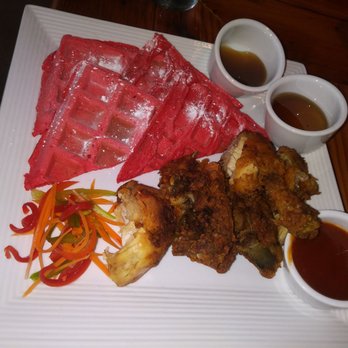 Bellyful - Red velvet waffles w fried chicken - Bars Near Me - Brooklyn, New York
