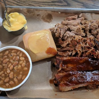 Dickey's Barbecue Pit - 3 meat combo with Mac&Cheese and beans - Barbeque Near Me - Goodyear, Arizona Dickey's Barbecue Pit - 3 meat combo with Mac&Cheese and beans - Barbeque Near Me - Goodyear, Arizona