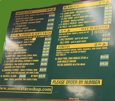 Menu photo 2 Sonoma Taco Shop San Rafael, CA