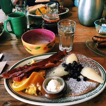 La Note - cote est- with bacon and gingerbread pear pancake - French Near Me - Berkeley, California La Note - cote est- with bacon and gingerbread pear pancake - French Near Me - Berkeley, California