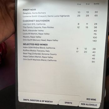 Puttshack - St. Louis - Wine menu 2023 - Mini Golf Near Me - St. Louis, Missouri