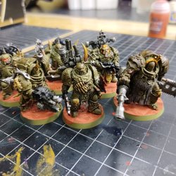 Gamer's Haven - The Warhammer 40K: Kill Team Death Guard miniatures that Mike at Gamer's Haven helped me paint.