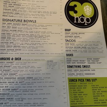 30hop - Menu - Beer Bar Near Me - Cedar Rapids, Iowa