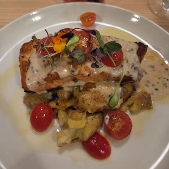 Interlude Kitchen & Bar - Salmon, Fingerling Potatoes, Cherry tomatoes - New American Near Me - Elk Grove, California Interlude Kitchen & Bar - Salmon, Fingerling Potatoes, Cherry tomatoes - New American Near Me - Elk Grove, California