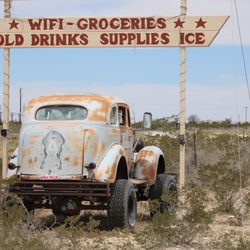 Little Burro Country Store - Old car at Jackass Flats