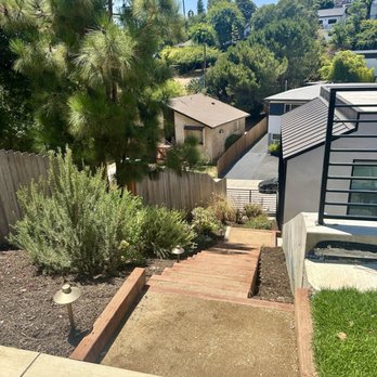 Artscape Gardens - AFTER: accessible & well-lit staircase while retaining shrubbery along the side - Landscaping Near Me - Los Angeles, California