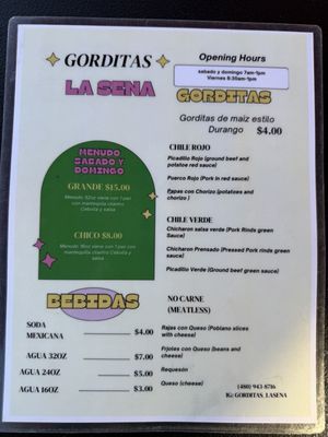 Menu photo 1 Gorditas La Sena Phoenix, AZ