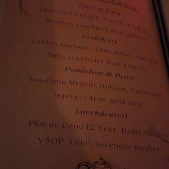 Eden Cocktail Room - Menu - Speakeasies Near Me - Austin, Texas