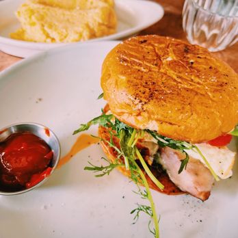 Hillside Farmacy - Egg & ham sammy with Cheese Grits - New American Near Me - Austin, Texas Hillside Farmacy - Egg & ham sammy with Cheese Grits - New American Near Me - Austin, Texas